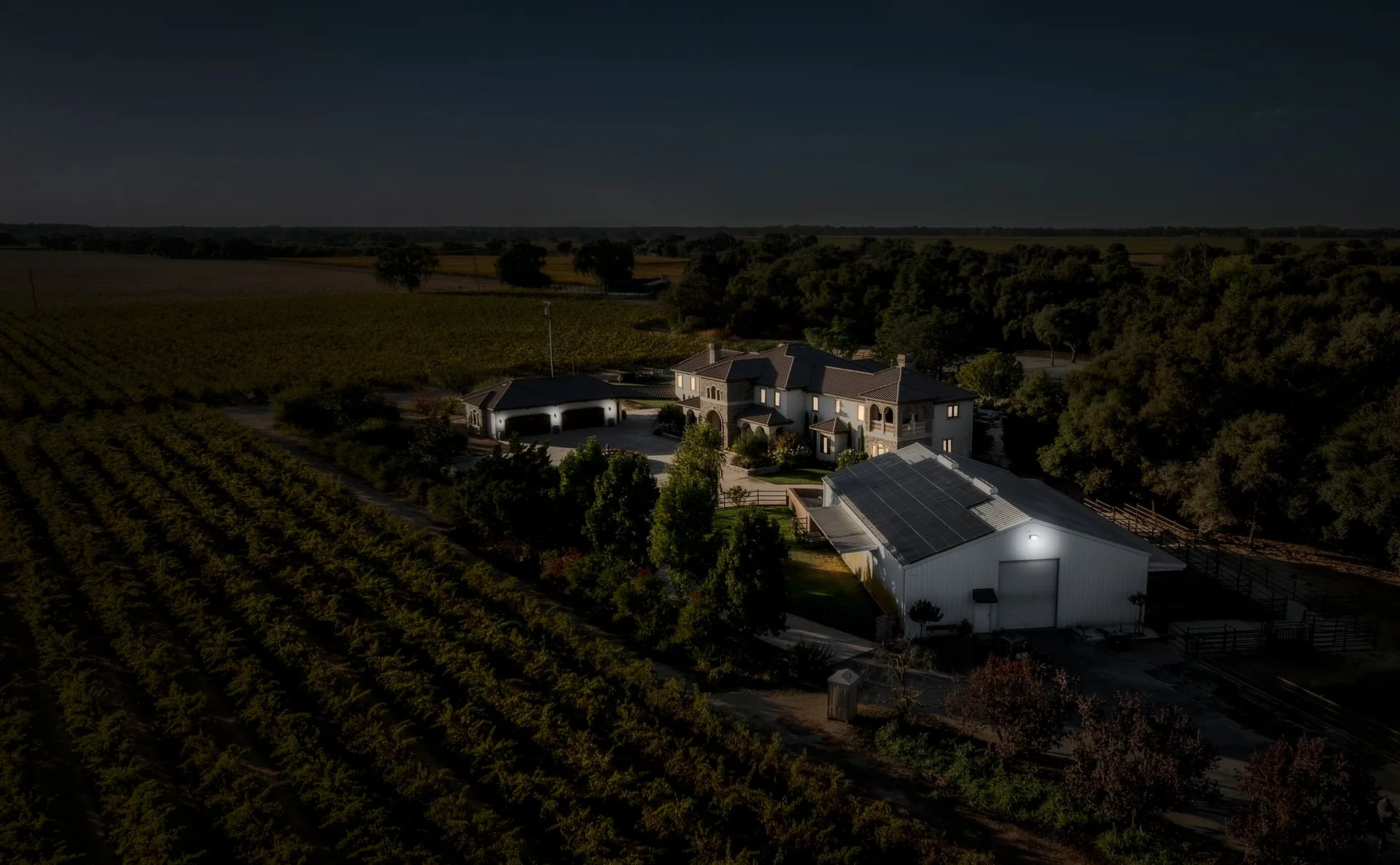 Solar panels at sunset